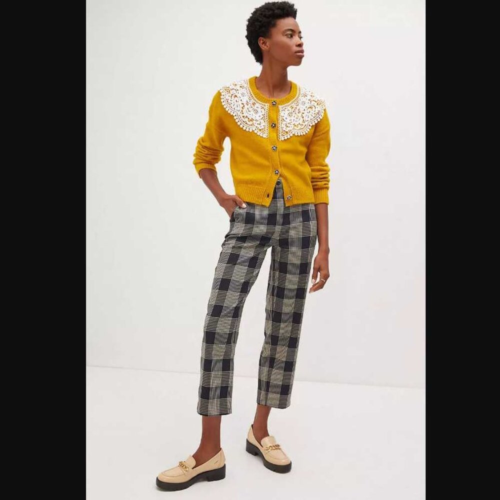 XL Maeve x Anthropologie chunky yellow lace cardigan sweater - Picture 12 of 12